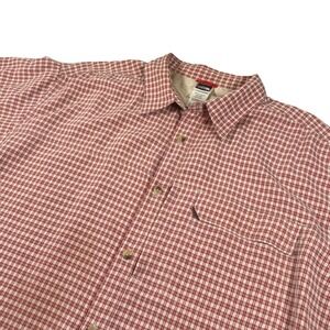 The North Face Men's XL‎ Red White Plaid Checkered Short Sleeve Button Shirt